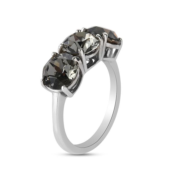 LUSTRO STELLA &Ouml;sterreichischer Schwarzem Diamant Kristall Ring 925 Silber Platin-&Uuml;berzug image number 4