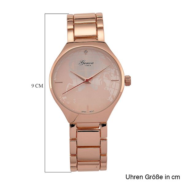 GENOA - Wei&szlig;er Diamant Uhr mit Japanisches Uhrwerk, 3 ATM Wasserdicht, 316L Edelstahl, Rose image number 7