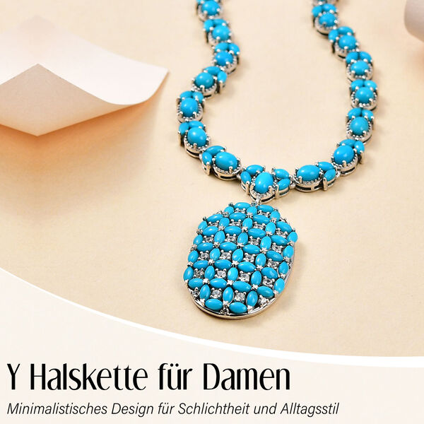 AA Amerikanische nat&uuml;rliche Sleeping Beauty T&uuml;rkis und Zirkon-Halskette, 45 cm &ndash; 21,93 ct. image number 2