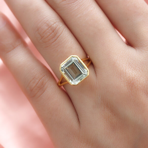 Prasiolith Solitär Ring in Silber, 4,19 ct. image number 2