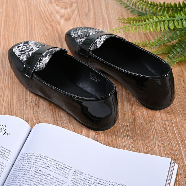 LA MAREY - Damen Mokassins, Schlangenhautmuster, Gr&ouml;&szlig;e 40, Schwarz image number 6