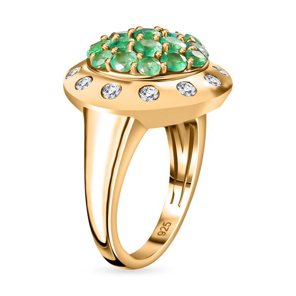 Gemfields Smaragd Ring, 925 Silber Gelbgold Vermeil (Größe 17.00) ca. 2.22 ct image number 5