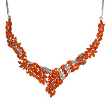 Salamanca Feueropal Halskette ca. 50 cm 925 Silber platiniert ca. 9.49 ct