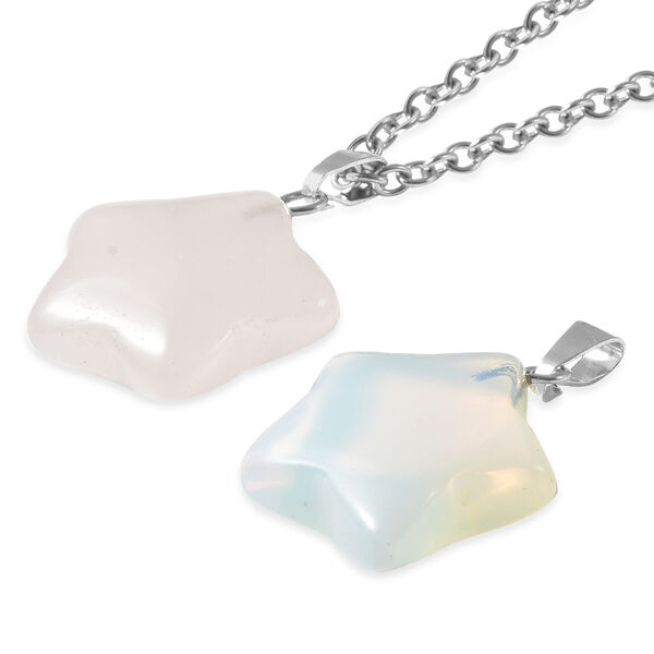 Opalit und Rosenquarz Anh&auml;nger mit Kette in Silberton image number 3