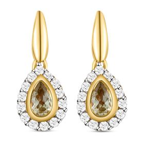 AAA Turkizit und weiße Zirkon-Ohrringe - 0,95 ct.