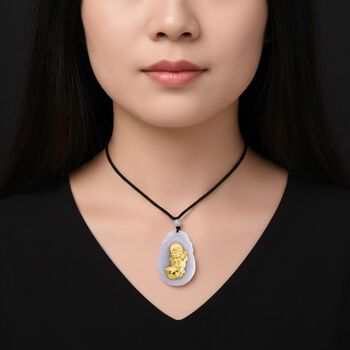 Flexible wei&szlig;e Jade Halskette in 999 Gelbgold, 70cm - 85 ct.