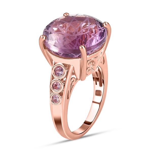 Blume des Lebens: Rose de France Amethyst, rosa Saphir Ring, 925 Silber Roségold Vermeil (Größe 18.00) ca. 11.28 ct image number 4