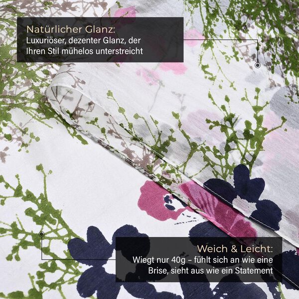 LA MAREY Schal aus 100 % Maulbeerseide, 195×110 cm, weiß- lila image number 3