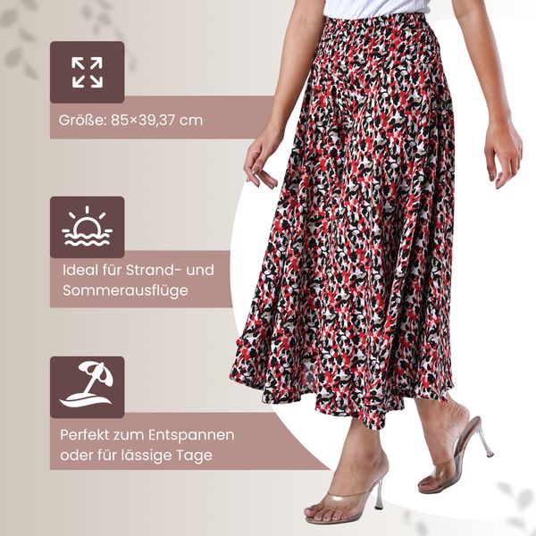 Weit geschnittene Freizeithose, Smockbund, 85x39cm, Weiß und rot image number 4