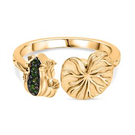 GP Italienische Garten Kollektion - Natürlicher Chromdiopsid, Kanchanaburi Blauer Saphir Ring 925 Silber Gelbes Gold (Größe 18.00) ca. 0.10 ct