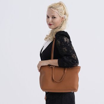 Echteder-Shopper mit Doppelhenkel, 30x12x23cm, Tan