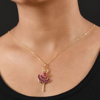 D'Joy Afrikanischer Rubin und Zirkon Anh&auml;nger mit 50cm Kette - 4,28 ct.