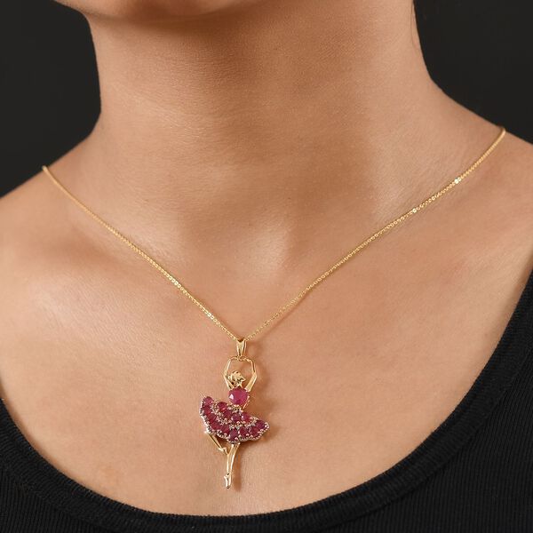 D'Joy Afrikanischer Rubin und Zirkon Anh&auml;nger mit 50cm Kette - 4,28 ct. image number 3