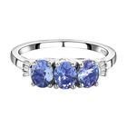 Tansanit und weißer Diamant-Ring, 925 Silber platiniert (Größe 20.00) ca. 1.06 ct