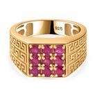 Afrikanischer Rubin (Fissure gef&uuml;llt) Ring 925 Silber 750 Gelbgold Vermeil (Gr&ouml;&szlig;e 18.00) ca. 1,75 ct