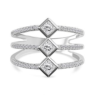 Lustro Stella - Weißer Zirkonia Ring, 925 Silber platiniert (Größe 16.00) ca. 1,39 ct