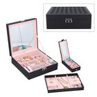 2er-Set Schmuckkasten mit Schloss und extra Box, Größe 25x25x8 cm, Schwarz