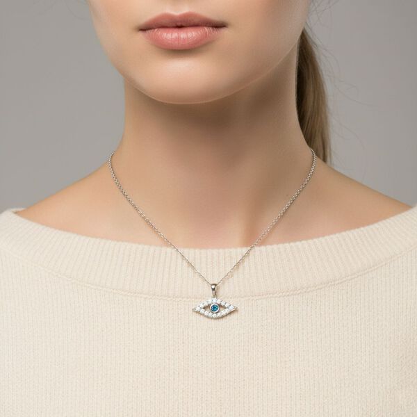 LUXURIANT SI Labor blauer Diamant und SI-GH wei&szlig;er Labor Diamant Anh&auml;nger mit 50cm Kette - 0,50 ct. image number 1