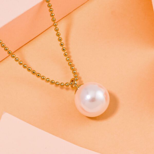 Wei&szlig;e Muschelkernperle Halskette, 45cm - 15 ct. image number 2