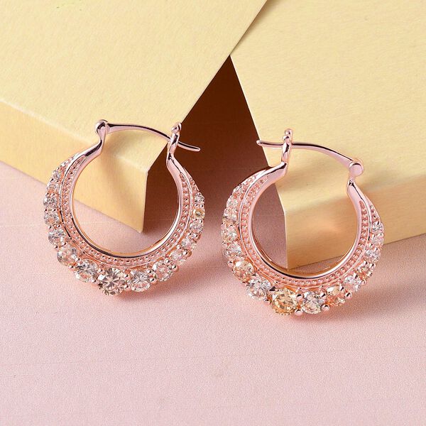 Champagner Zirkonia Ohrringe, Messing ros&eacute;vergoldet ca. 4,24 ct image number 2