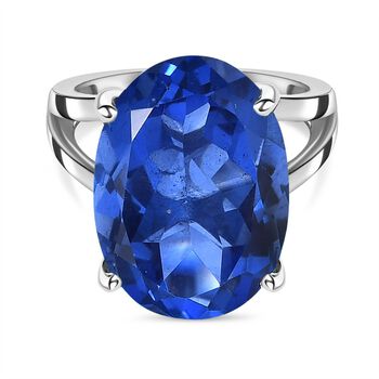 Ceylon Blau Quarz Triplette Ring, 925 Silber rhodiniert, (Gr&ouml;&szlig;e 18.00) ca. 13.28 ct