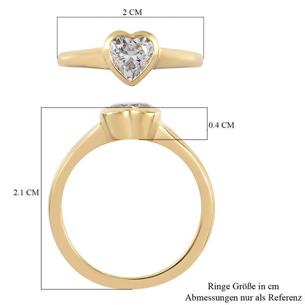 LUSTRO STELLA Hergestellt mit Feinster ZIRKONIA Herz Ring 925 Silber vergoldet image number 7