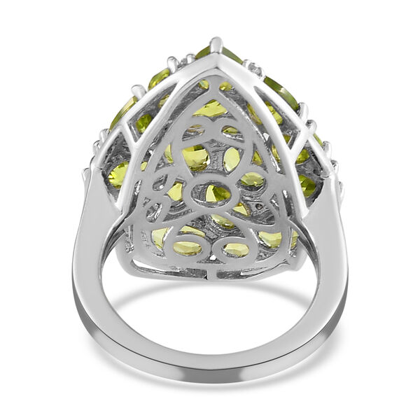 Natürlicher Peridot-Cluster-Ring in Silber, 7,43 ct. image number 6