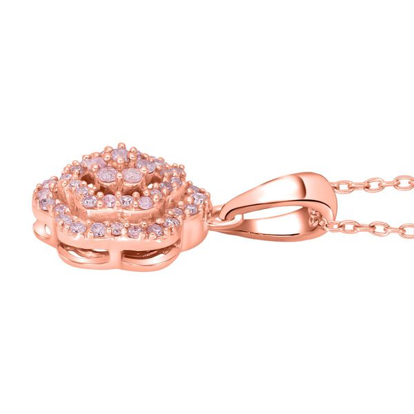 Rosa Diamant floraler Anh&auml;nger mit Kette in Silber image number 4