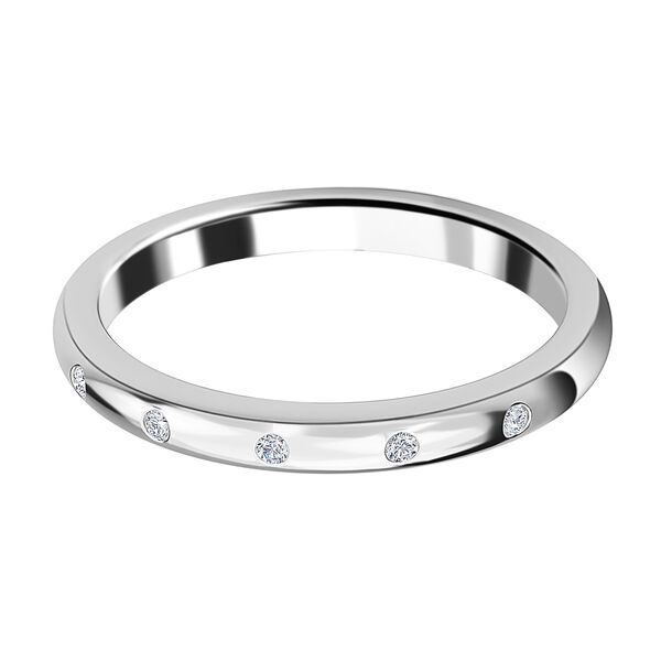 Schlichter, funkelnder Bandring in platiniertem Silber