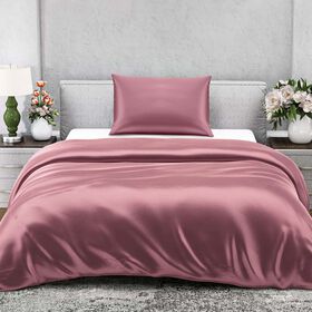 Serenity Night - 100% Maulbeerseide Sommerseidendecke mit Seidenfüllung Daunenkissen und Seidenkissenbezug Rosa
