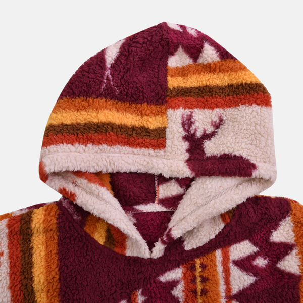 Wolkenweicher Sherpa-Hoodie mit Tipi-Muster, Rot-Orange-Beige, Einheitsgr&ouml;&szlig;e&nbsp; image number 4