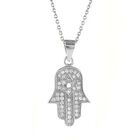 AAA Zirkonia Hamsa-Anh&auml;nger mit Kette, 925 Silber rhodiniert