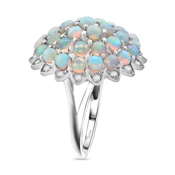 AA Nat&uuml;rlicher, &auml;thiopischer Welo Opal, Wei&szlig;er Zirkon Ring 925 Silber rhodiniert (Gr&ouml;&szlig;e 18.00) ca. 3,70 ct image number 4