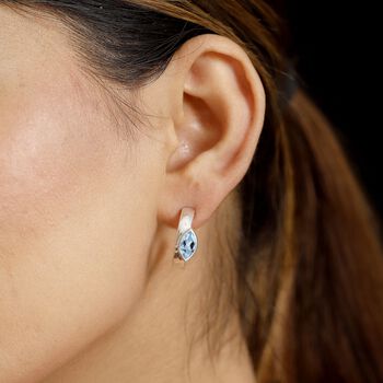 Himmelblauer Topas Ohrringe 925 Silber ca. 1.84 ct