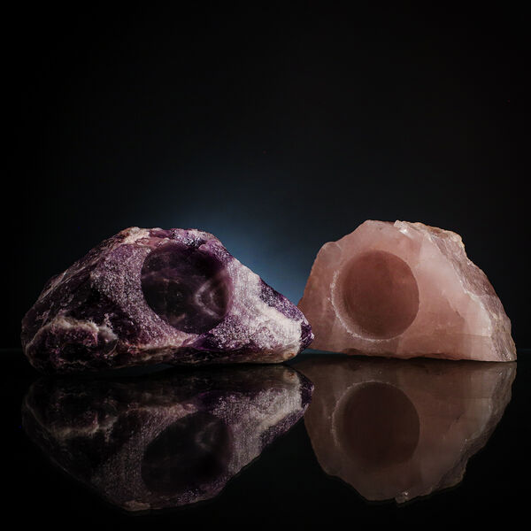 Amethyst- und Rosenquarz- Teelicht Kerzenhaltern, 2 tlg. image number 2