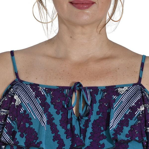 Midaxi-Kleid mit gesmokter Taille, One Size, Blau und lila image number 4