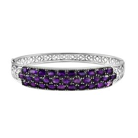 Afrikanischer Amethyst Armreif, ca. 19 cm, Edelstahl ca. 14.10 ct