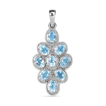 Himmelblauer Topas Anh&auml;nger, Edelstahl ca. 4.51 ct