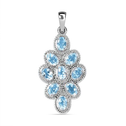 Himmelblauer Topas Anh&auml;nger, Edelstahl ca. 4.51 ct