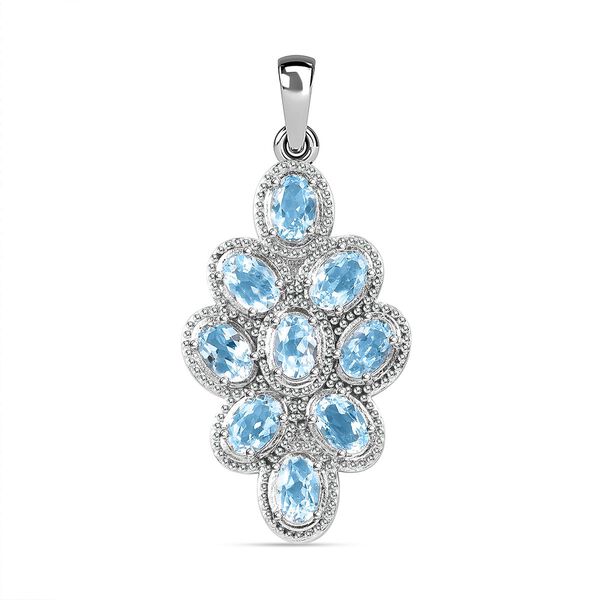 Himmelblauer Topas Anh&auml;nger, Edelstahl ca. 4.51 ct