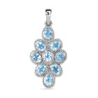 Himmelblauer Topas Anhänger, Edelstahl ca. 4.51 ct