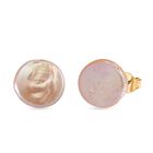 AAA Pfirsich-Süßwasser Perle Ohrringe Reiner Edelstahl Gelb