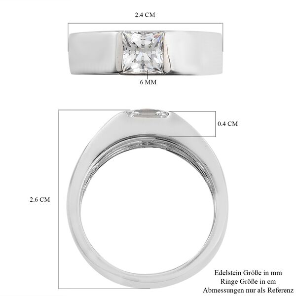 LUSTRO STELLA Hergestellt mit ZIRKONIA Herren Ring 925 Silber Platin-&Uuml;berzug (Gr&ouml;&szlig;e 19.00) ca. 2,23 ct image number 6