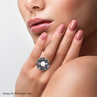 Japanische Akoya Perle und Orange Saphir Ring 925 Silber rhodiniert (Größe 16.00) ca. 0,21 ct image number 1