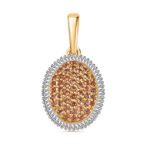 AAA Padparadscha Saphir und Diamant Anhänger - 1,08 ct. image number 0