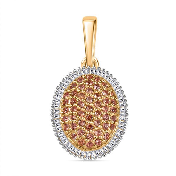 AAA Padparadscha Saphir und Diamant Anh&auml;nger - 1,08 ct.