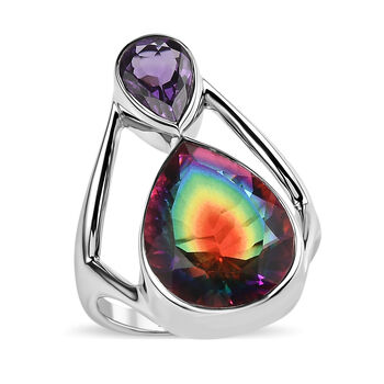 Sajen Silber-Himmlischer Quarz, Afrikanischer Amethyst Ring 925 Silber rhodiniert (Gr&ouml;&szlig;e 19.00) ca. 9.68 ct