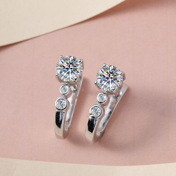 Moissanit Creolen mit Schild-Schliff - 1,72 ct. image number 2