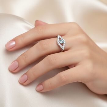 LUXURIANT SI Labor blauer Diamant und SI-GH wei&szlig;er Labor Diamant Ring - 0,51 ct.