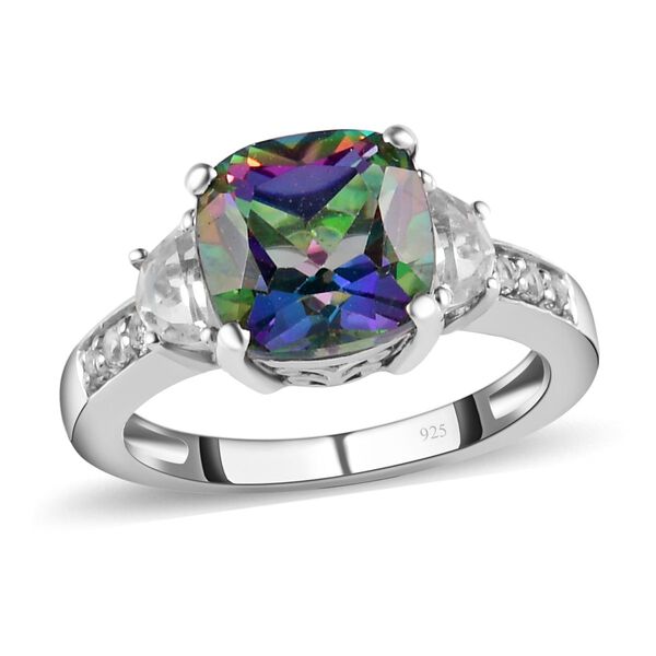 Nordlicht Mystik Topas und wei&szlig;er Topas-Ring, 925 Silber platiniert (Gr&ouml;&szlig;e 17.00) ca. 4.37 ct image number 4